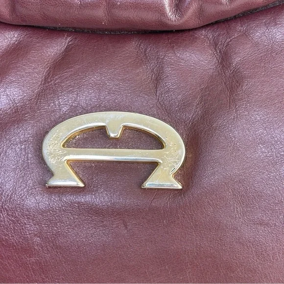 ETIENNE AIGNER vintage burgundy large big logo classic leather purse bag - Picture 5 of 15